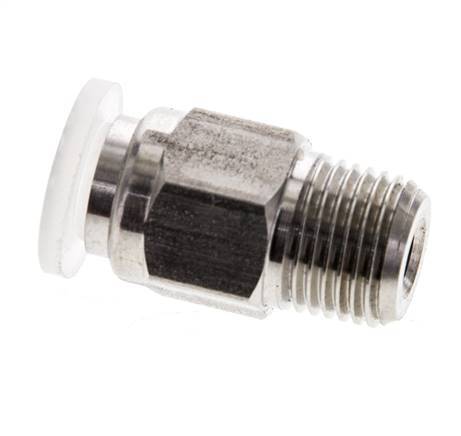 6mm x R1/8'' Push-in Fitting with Male Threads Stainless Steel/PA EPDM/PTFE