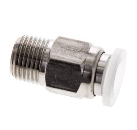6mm x R1/8'' Push-in Fitting with Male Threads Stainless Steel/PA EPDM/PTFE