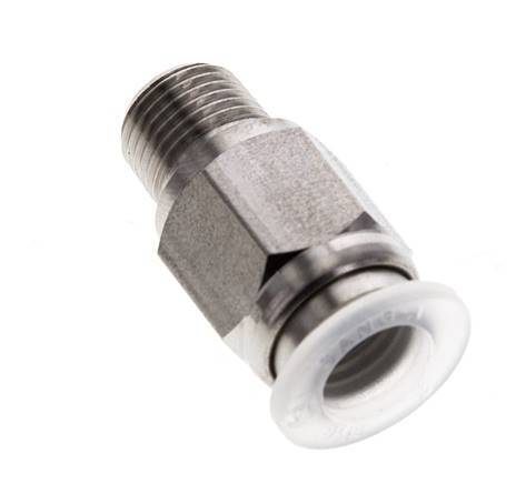 8mm x R1/8'' Push-in Fitting with Male Threads Stainless Steel/PA EPDM/PTFE