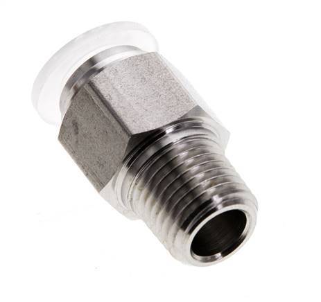 10mm x R1/4'' Push-in Fitting with Male Threads Stainless Steel/PA EPDM/PTFE