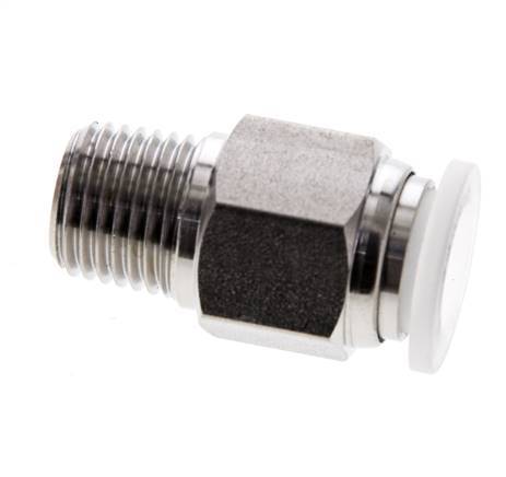 10mm x R1/4'' Push-in Fitting with Male Threads Stainless Steel/PA EPDM/PTFE