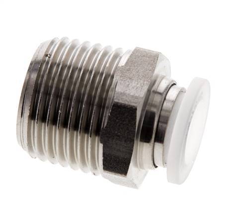 10mm x R1/2'' Push-in Fitting with Male Threads Stainless Steel/PA EPDM/PTFE