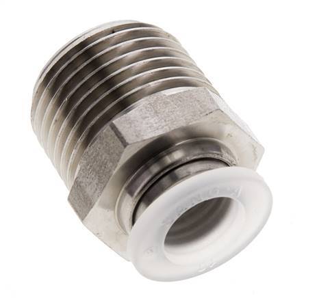 10mm x R1/2'' Push-in Fitting with Male Threads Stainless Steel/PA EPDM/PTFE