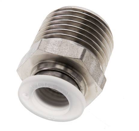 10mm x R1/2'' Push-in Fitting with Male Threads Stainless Steel/PA EPDM/PTFE
