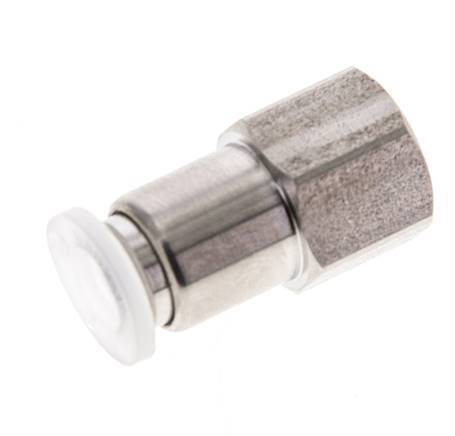 6mm x G1/8'' Push-in Fitting with Female Threads Stainless Steel/PA EPDM/PTFE
