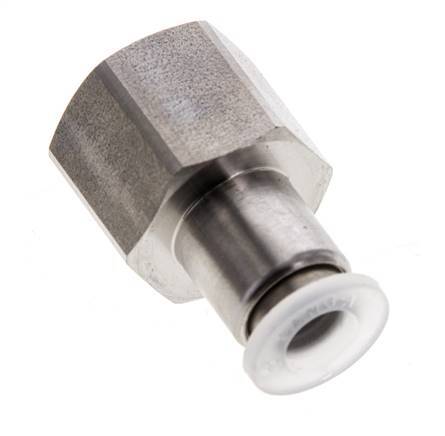 6mm x G1/4'' Push-in Fitting with Female Threads Stainless Steel/PA EPDM/PTFE