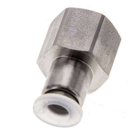 6mm x G1/4'' Push-in Fitting with Female Threads Stainless Steel/PA EPDM/PTFE