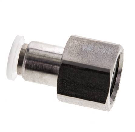 6mm x G1/4'' Push-in Fitting with Female Threads Stainless Steel/PA EPDM/PTFE