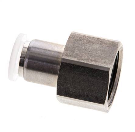 10mm x G1/2'' Push-in Fitting with Female Threads Stainless Steel/PA EPDM/PTFE
