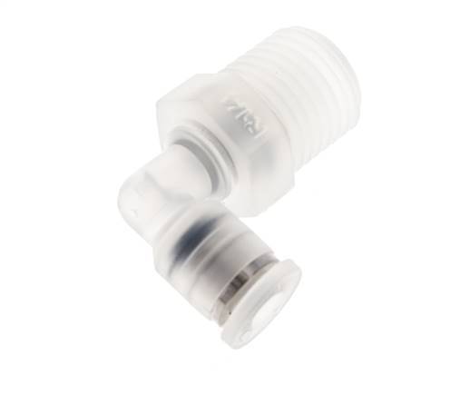 4mm x R1/4'' 90deg Elbow Push-in Fitting with Male Threads PA EPDM/PTFE Rotatable