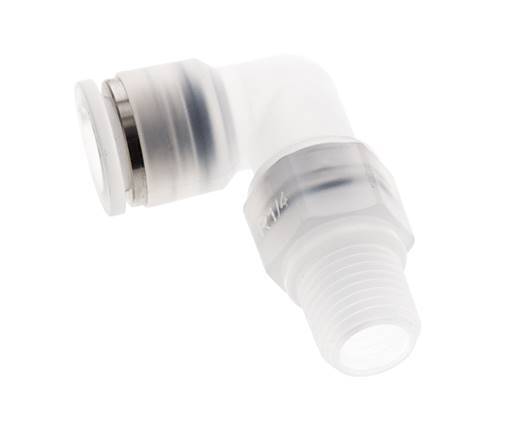 10mm x R1/4'' 90deg Elbow Push-in Fitting with Male Threads PA EPDM/PTFE Rotatable