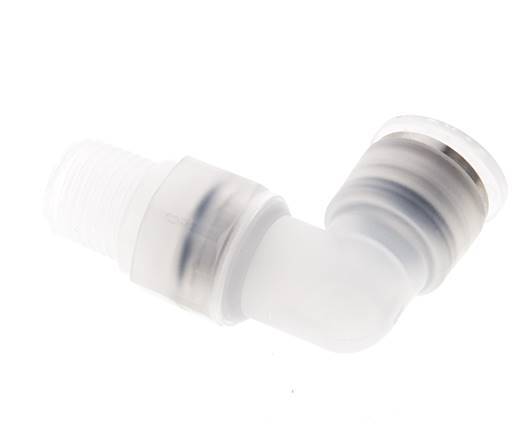 10mm x R1/4'' 90deg Elbow Push-in Fitting with Male Threads PA EPDM/PTFE Rotatable