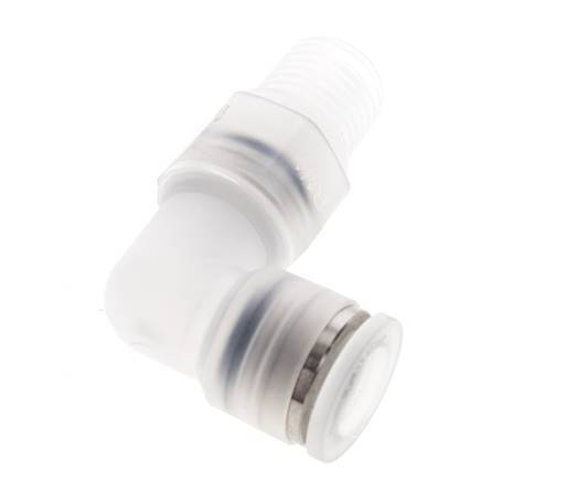 10mm x R1/4'' 90deg Elbow Push-in Fitting with Male Threads PA EPDM/PTFE Rotatable