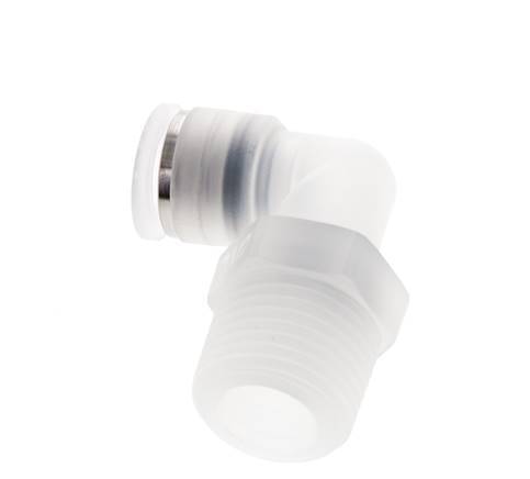 10mm x R1/2'' 90deg Elbow Push-in Fitting with Male Threads PA EPDM/PTFE Rotatable