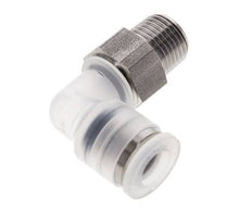 6mm x R1/8'' 90deg Elbow Push-in Fitting with Male Threads PA/Stainless Steel EPDM/PTFE Rotatable