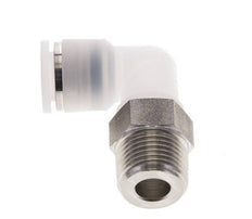 10mm x R3/8'' 90deg Elbow Push-in Fitting with Male Threads PA/Stainless Steel EPDM/PTFE Rotatable