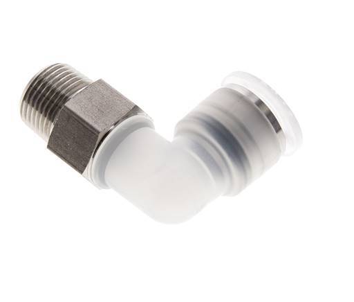12mm x R3/8'' 90deg Elbow Push-in Fitting with Male Threads PA/Stainless Steel EPDM/PTFE Rotatable