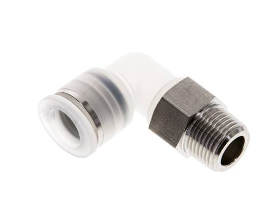 12mm x R3/8'' 90deg Elbow Push-in Fitting with Male Threads PA/Stainless Steel EPDM/PTFE Rotatable