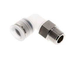 12mm x R3/8'' 90deg Elbow Push-in Fitting with Male Threads PA/Stainless Steel EPDM/PTFE Rotatable