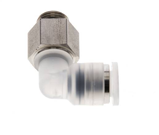 6mm x G1/8'' 90deg Elbow Push-in Fitting with Male Threads PA/Stainless Steel EPDM Rotatable
