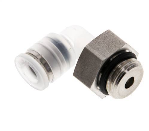 6mm x G1/4'' 90deg Elbow Push-in Fitting with Male Threads PA/Stainless Steel EPDM Rotatable