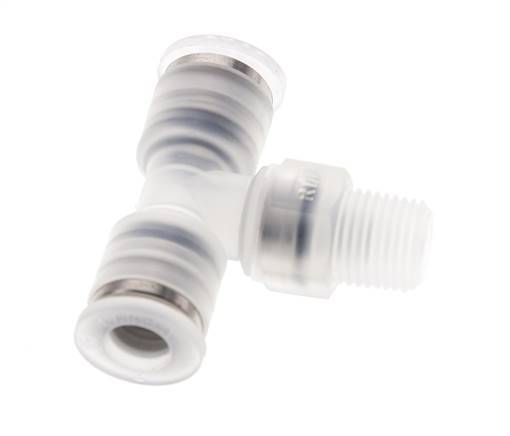 6mm x R1/8'' Inline Tee Push-in Fitting with Male Threads PA EPDM FDA Rotatable