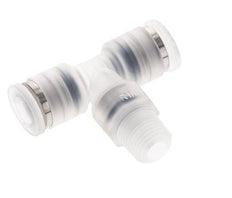 6mm x R1/8'' Inline Tee Push-in Fitting with Male Threads PA EPDM FDA Rotatable