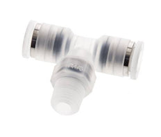 6mm x R1/8'' Inline Tee Push-in Fitting with Male Threads PA EPDM FDA Rotatable
