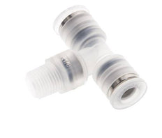 6mm x R1/8'' Inline Tee Push-in Fitting with Male Threads PA EPDM FDA Rotatable