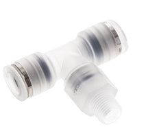 8mm x R1/8'' Inline Tee Push-in Fitting with Male Threads PA EPDM FDA Rotatable