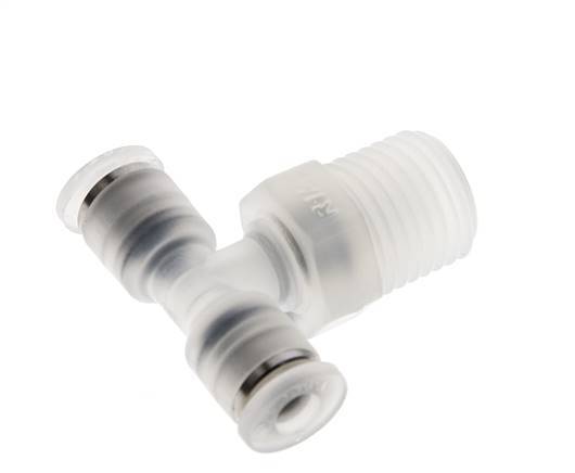4mm x R1/4'' Inline Tee Push-in Fitting with Male Threads PA EPDM FDA Rotatable