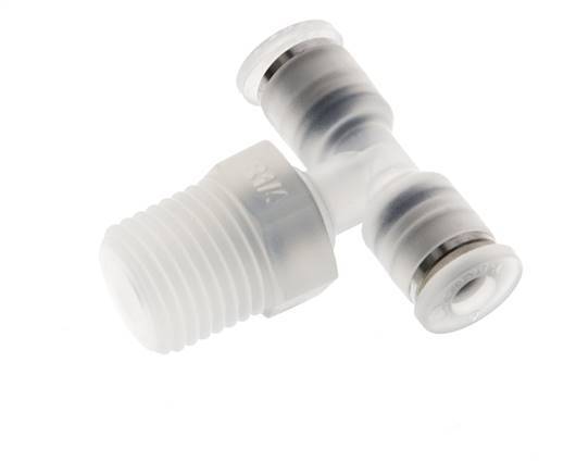 4mm x R1/4'' Inline Tee Push-in Fitting with Male Threads PA EPDM FDA Rotatable