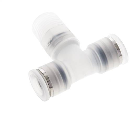 10mm x R3/8'' Inline Tee Push-in Fitting with Male Threads PA EPDM FDA Rotatable
