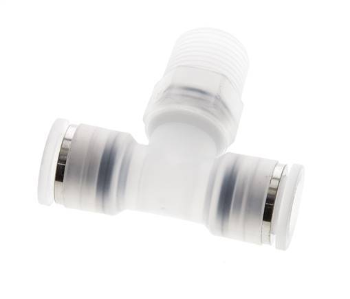 10mm x R3/8'' Inline Tee Push-in Fitting with Male Threads PA EPDM FDA Rotatable