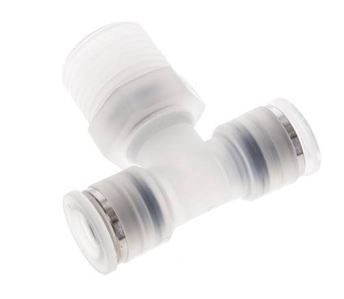 10mm x R1/2'' Inline Tee Push-in Fitting with Male Threads PA EPDM FDA Rotatable