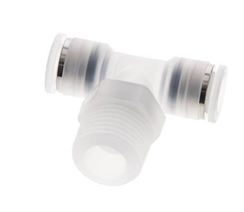 10mm x R1/2'' Inline Tee Push-in Fitting with Male Threads PA EPDM FDA Rotatable