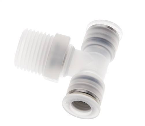 10mm x R1/2'' Inline Tee Push-in Fitting with Male Threads PA EPDM FDA Rotatable