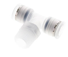 12mm x R1/2'' Inline Tee Push-in Fitting with Male Threads PA EPDM FDA Rotatable