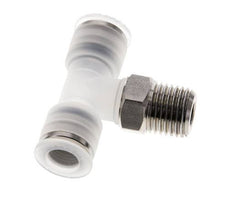 8mm x R1/4'' Inline Tee Push-in Fitting with Male Threads PA/Stainless Steel EPDM FDA Rotatable