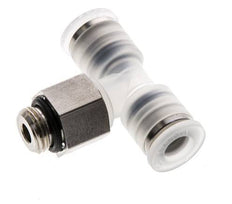 6mm x G1/8'' Inline Tee Push-in Fitting with Male Threads PA/Stainless Steel EPDM FDA Rotatable