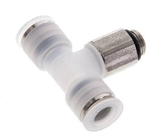 8mm x G1/8'' Inline Tee Push-in Fitting with Male Threads PA/Stainless Steel EPDM FDA Rotatable