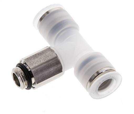 8mm x G1/8'' Inline Tee Push-in Fitting with Male Threads PA/Stainless Steel EPDM FDA Rotatable