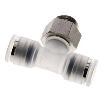 8mm x G1/4'' Inline Tee Push-in Fitting with Male Threads PA/Stainless Steel EPDM FDA Rotatable