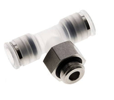 8mm x G1/4'' Inline Tee Push-in Fitting with Male Threads PA/Stainless Steel EPDM FDA Rotatable