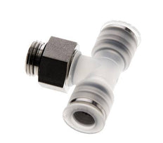 8mm x G1/4'' Inline Tee Push-in Fitting with Male Threads PA/Stainless Steel EPDM FDA Rotatable