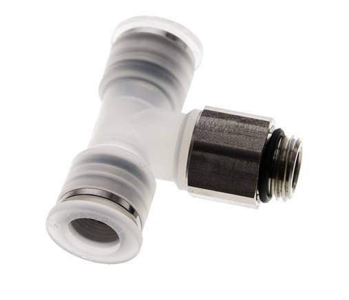 10mm x G1/4'' Inline Tee Push-in Fitting with Male Threads PA/Stainless Steel EPDM FDA Rotatable