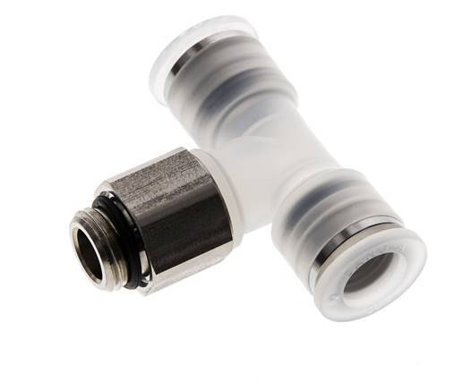 10mm x G1/4'' Inline Tee Push-in Fitting with Male Threads PA/Stainless Steel EPDM FDA Rotatable