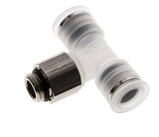 10mm x G1/4'' Inline Tee Push-in Fitting with Male Threads PA/Stainless Steel EPDM FDA Rotatable