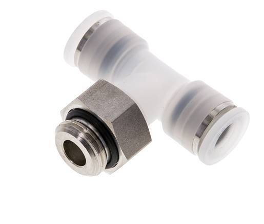 10mm x G3/8'' Inline Tee Push-in Fitting with Male Threads PA/Stainless Steel EPDM FDA Rotatable