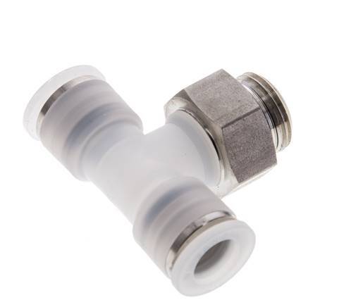 10mm x G3/8'' Inline Tee Push-in Fitting with Male Threads PA/Stainless Steel EPDM FDA Rotatable